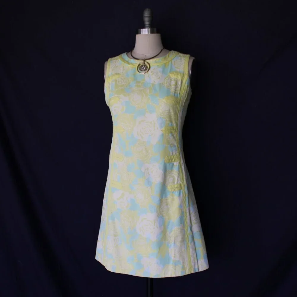 The Lilly Pulitzer vintage floral tunic mod 60s dress Jackie O scooter shift S - Picture 4 of 10